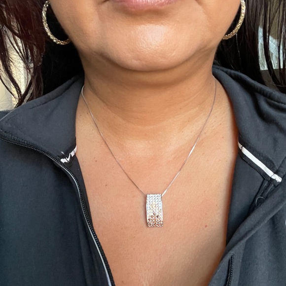 Dual sided cz paved stones mixed color rectangular pendant - Picture 11 of 16